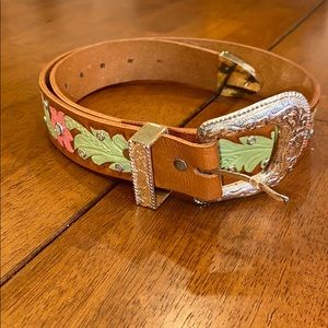 Ranger 32” handtooled leather belt EUC